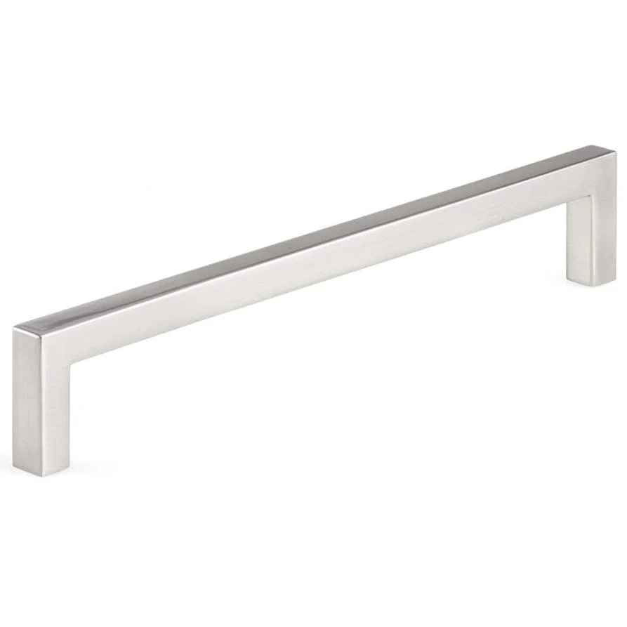 Contemporary Right-Angled Pull - 7-9/16" Center-to-Center - 7-15/16" OL - Brushed Nickel - Image 1