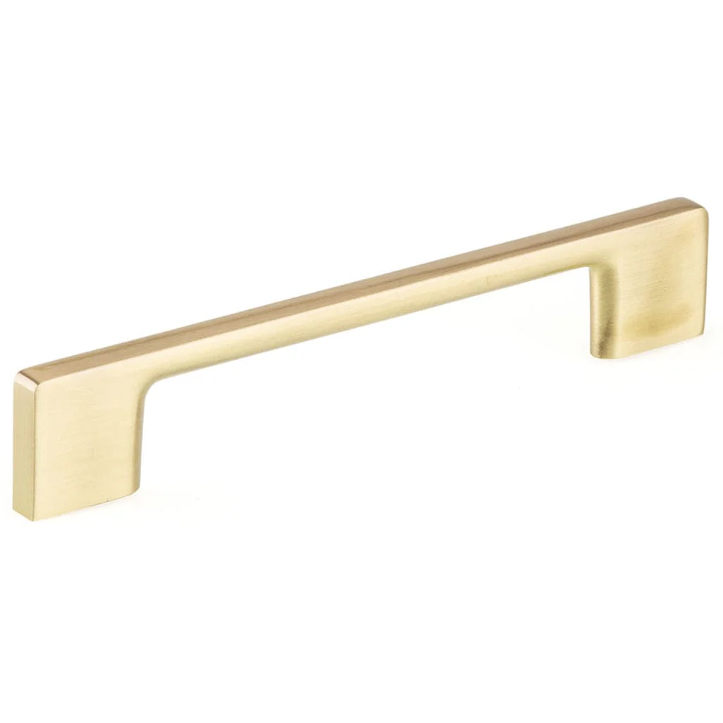 Contemporary Modern Pull - 5-1/16" Center-to-Center - 6-3/8" OL - Satin Brass - Image 1