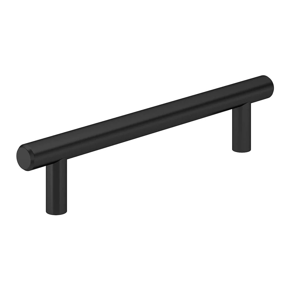 Contemporary Round Steel Pull  5-1/16" Center-to-Center - 6-5/8" OL - Matte Black - Image 1