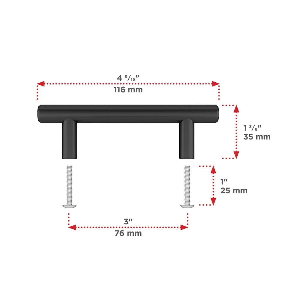 Contemporary Pull, 1/8" Center-to-Center, Matte Black - Image 2