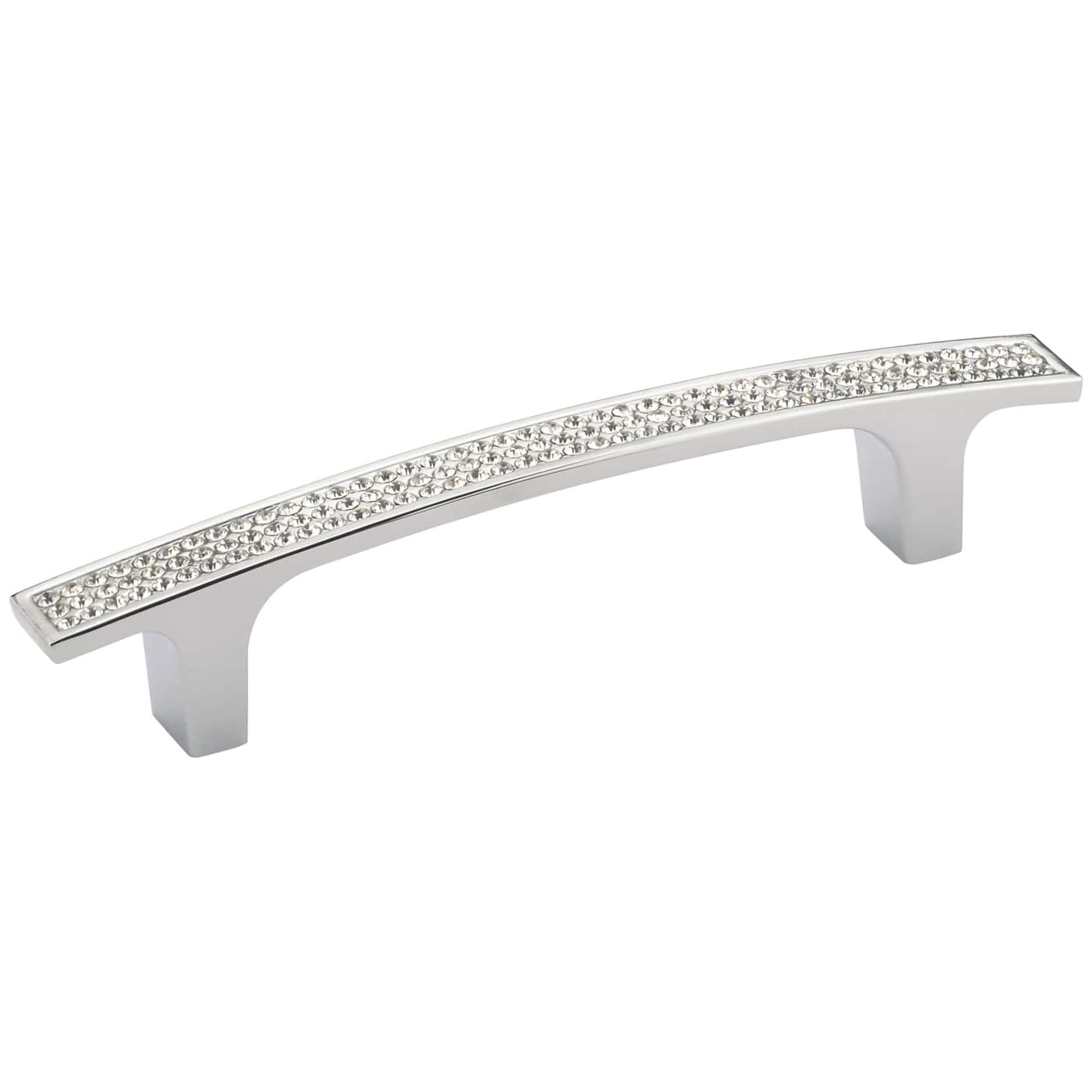 Contemporary Pull, 3-3/4" Center-to-Center, Crystal, Chrome - Image 1