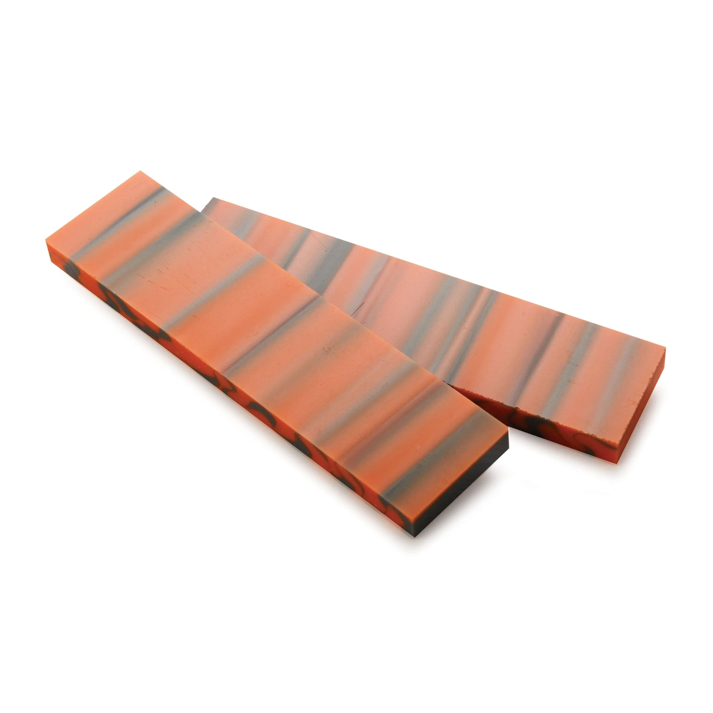Acrylic Knife Scales – 3/8″ x 1-1/2″ x 6″ – Orange & Gray – Pair