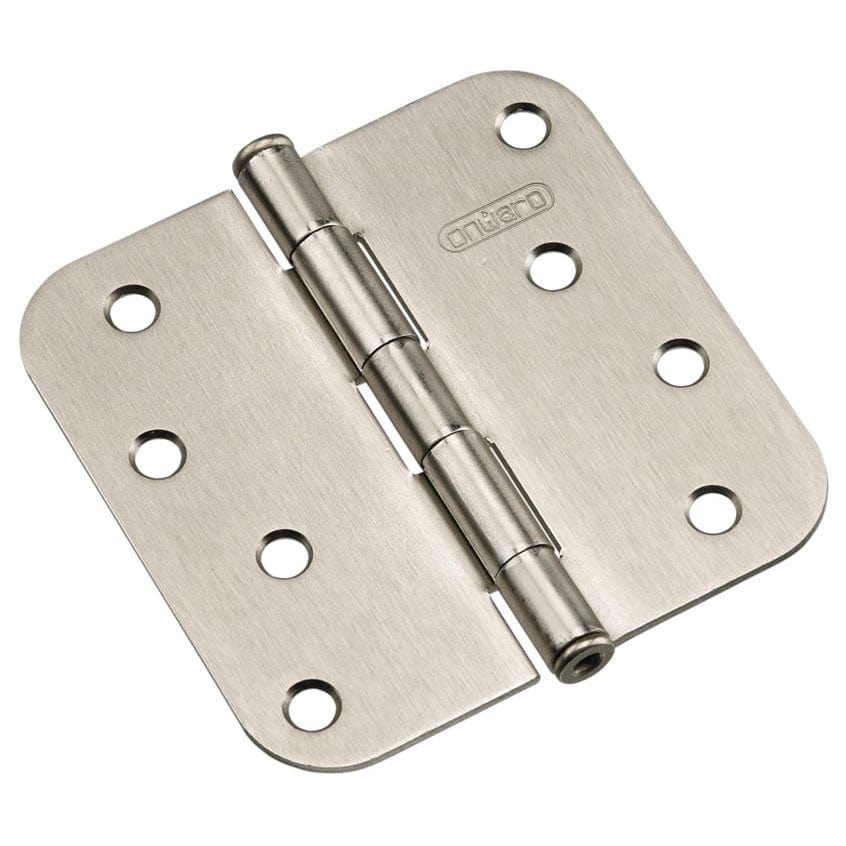 4" (102 mm) Full Mortise Butt Hinge 5/8" Radius Brushed Nick, 1 Pair - Image 1