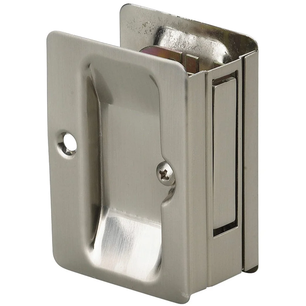 Rectangular Pocket Door Pull - Passage Function - Brushed Nickel - 3-7/32" (82 mm) - Image 1