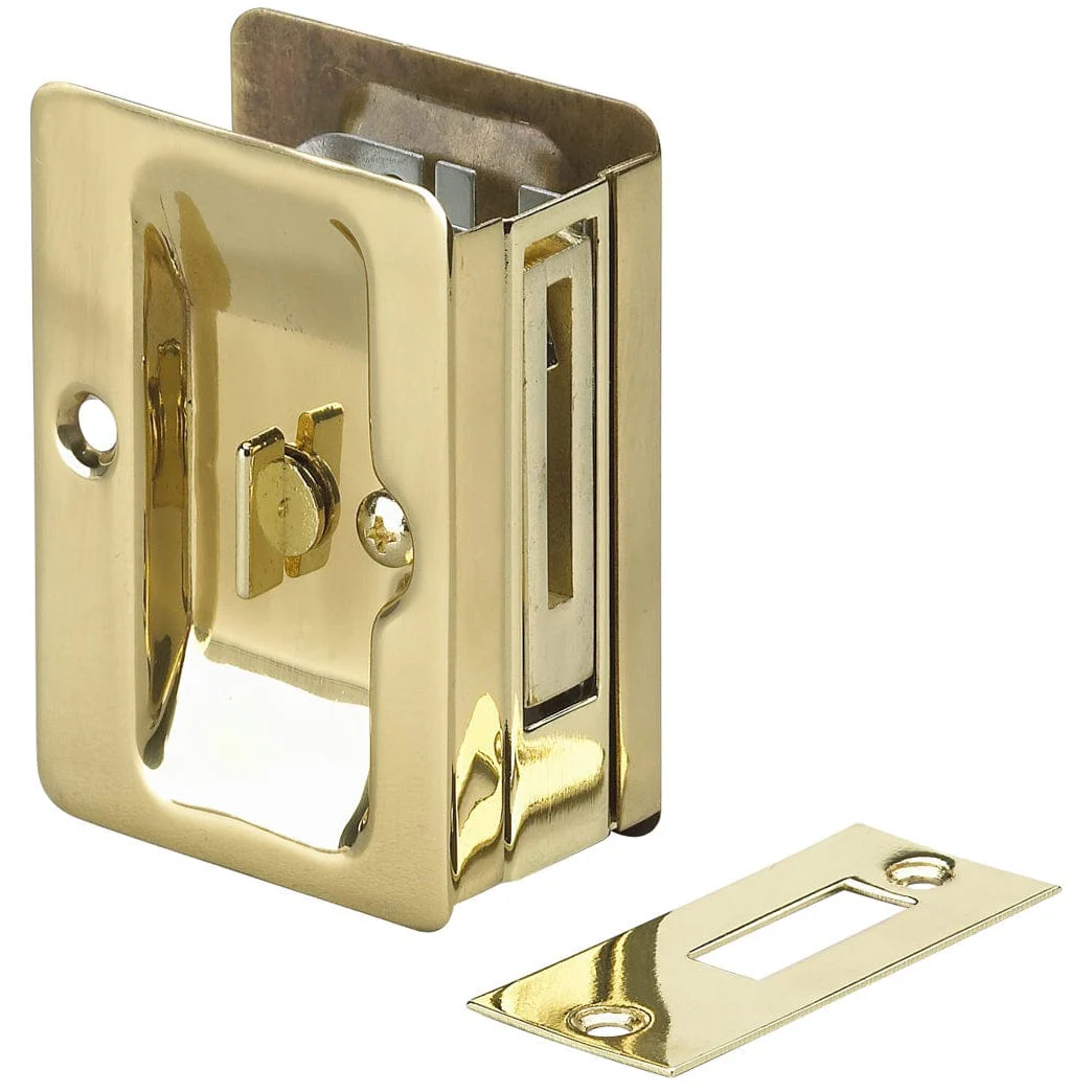 3-7/32″ (82 mm) Pocket Door Pull  Rectangular Brass Privacy