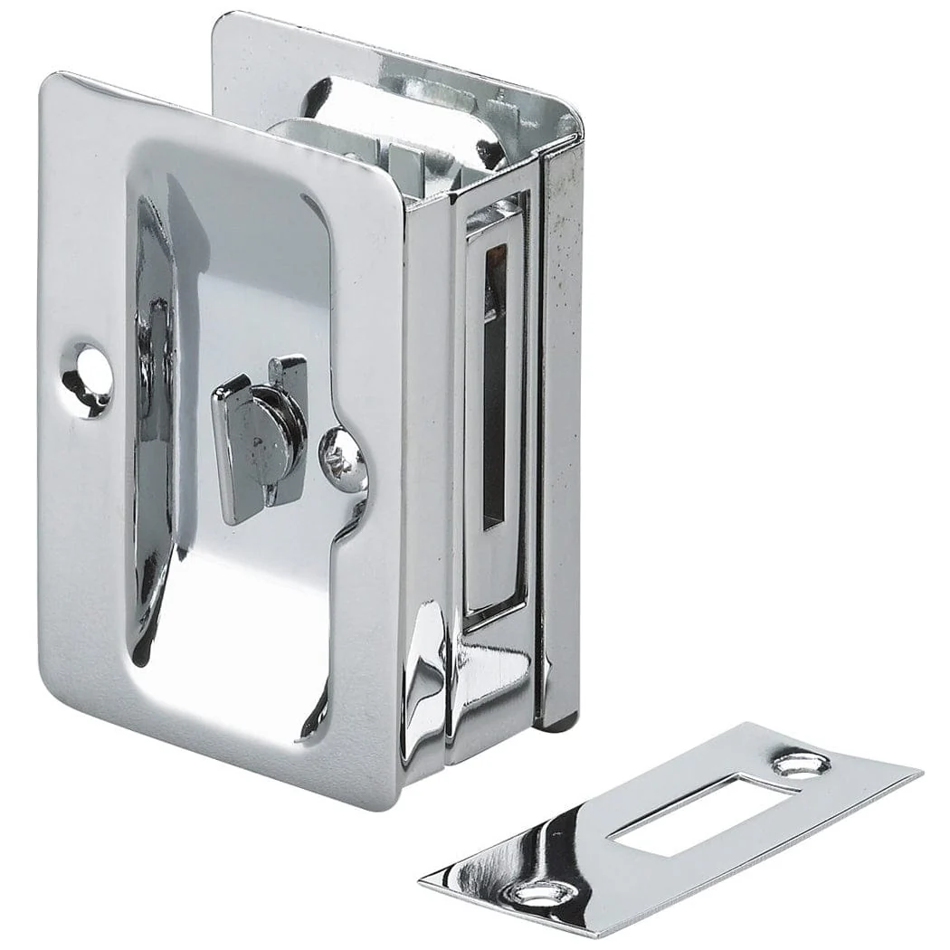 3-7/32″ (82 mm) Pocket Door Pull  Rectangular Chrome Privacy