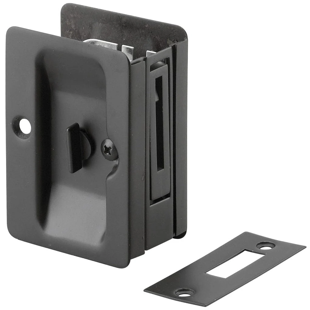3-7/32″ (82 mm) Pocket Door Pull  Rectangular Black Privacy