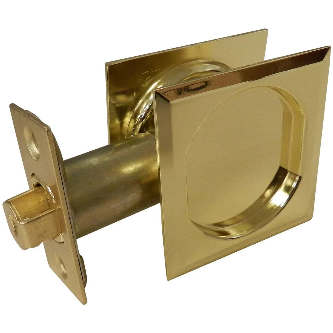 2-7/16" (62 mm) Pocket Door Pull Square Bright Brass Passage - Image 1
