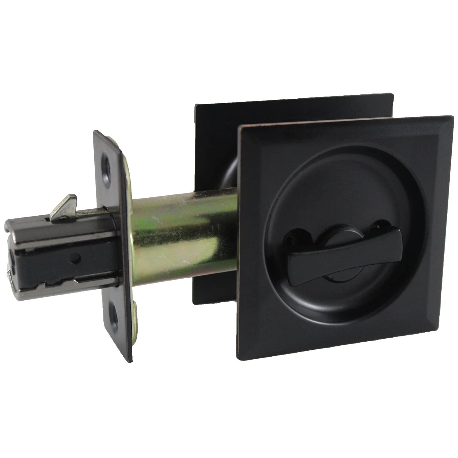 2-7/16" (62 mm) Pocket Door Pull Square Brushed Chrome Privacy - Image 2