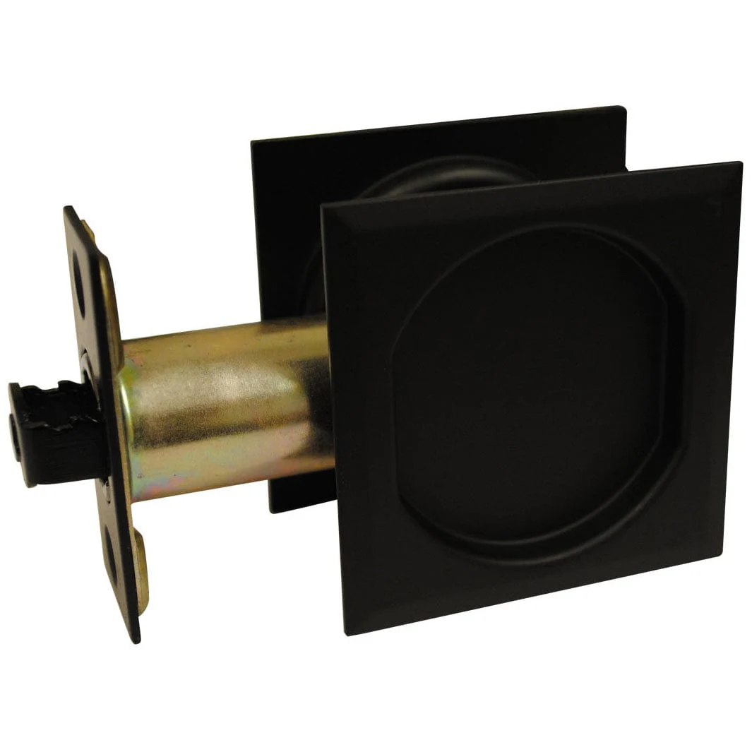 2-7/16" (62 mm) Pocket Door Pull Square Black Passage - Image 1