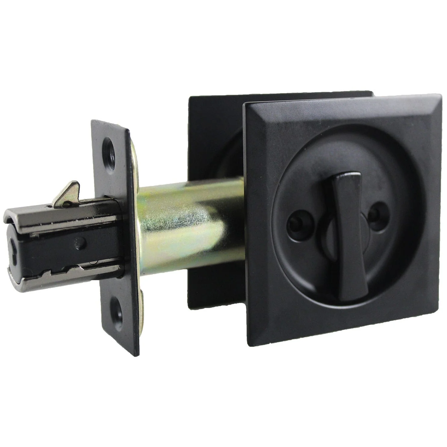 2-7/16" (62 mm) Pocket Door Pull Square Black Privacy - Image 1