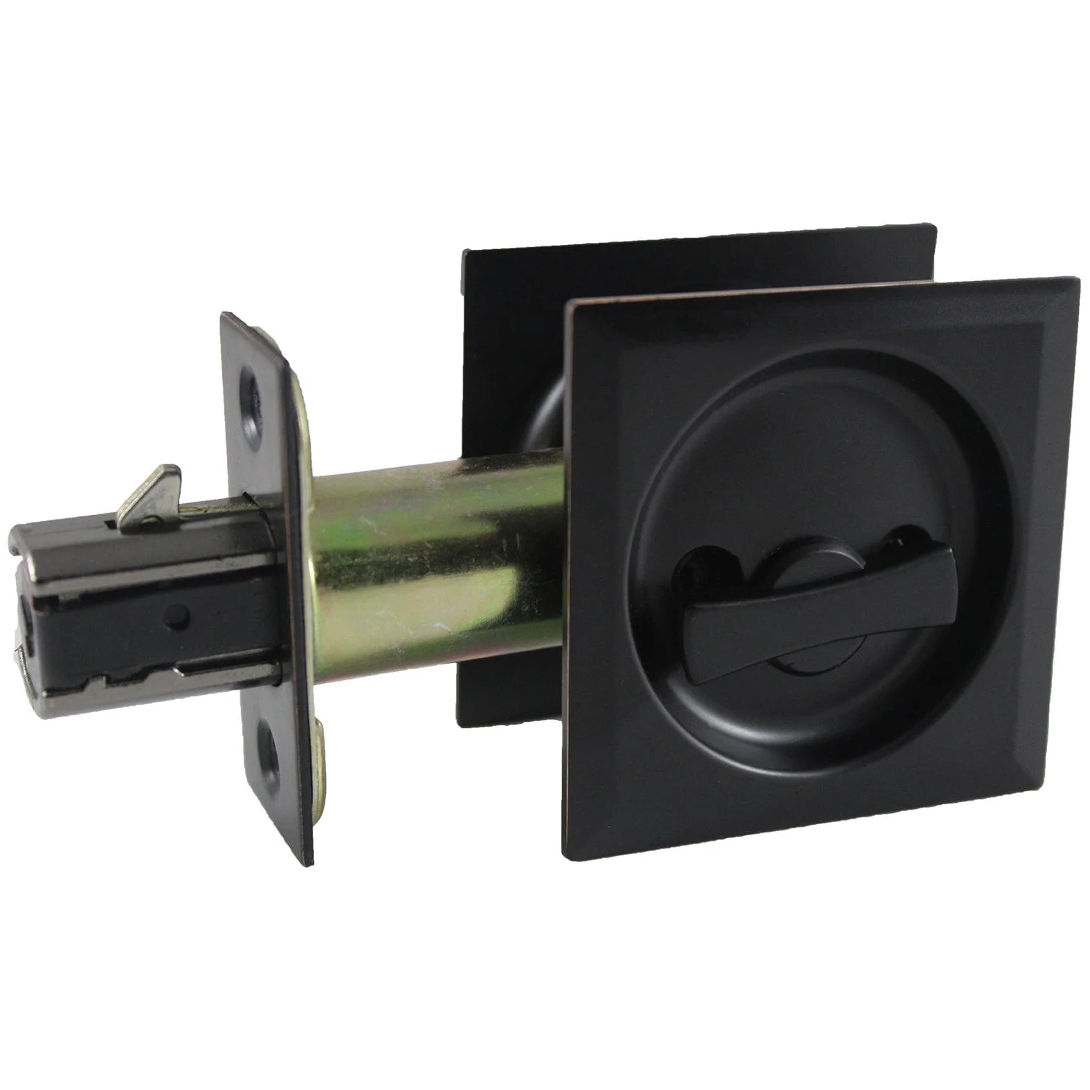 2-7/16" (62 mm) Pocket Door Pull Square Oil-Rubbed Bronze Passage - Image 2