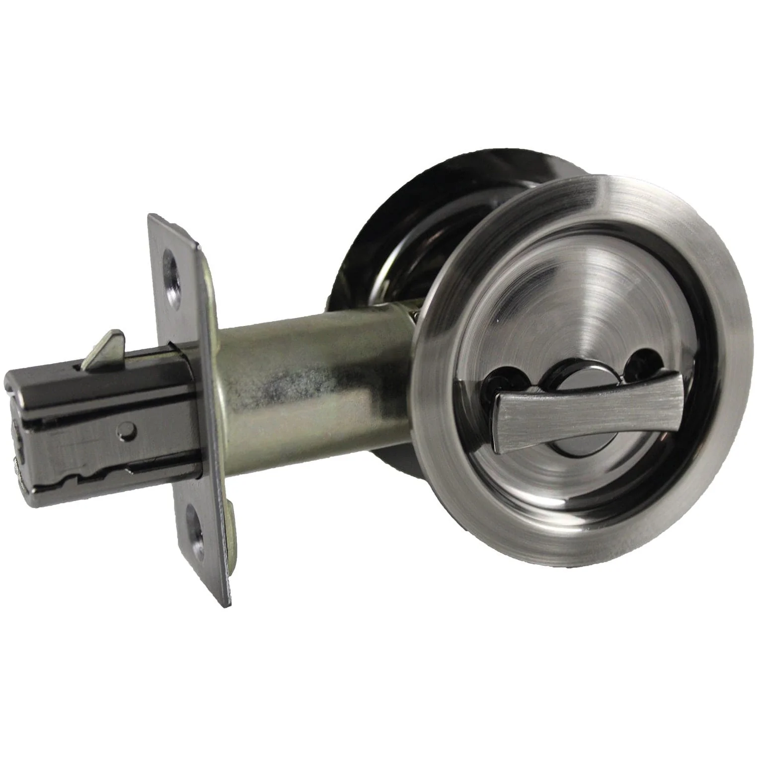 2-7/16" (62 mm) Pocket Door Pull Round Antique Nickel Privacy - Image 1