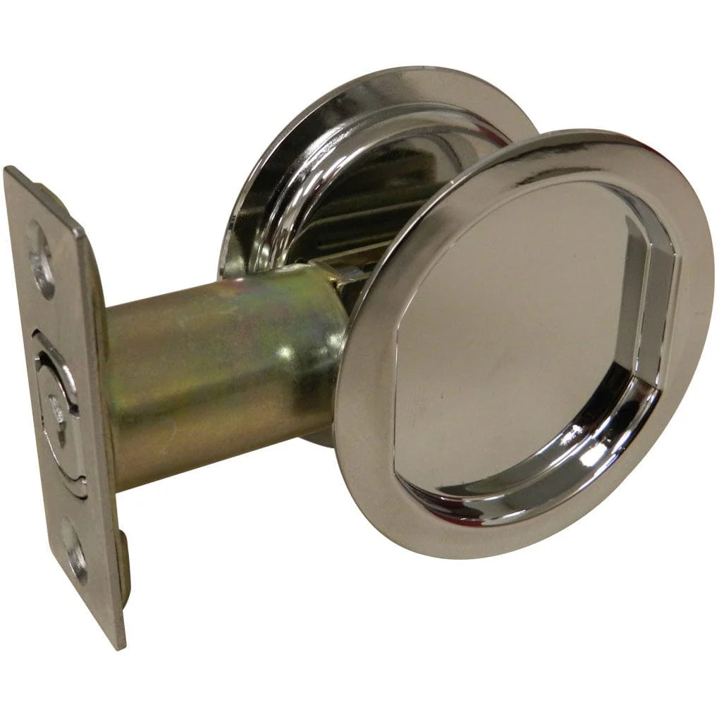 2-7/16" (62 mm) Pocket Door Pull Round Chrome Passage - Image 1