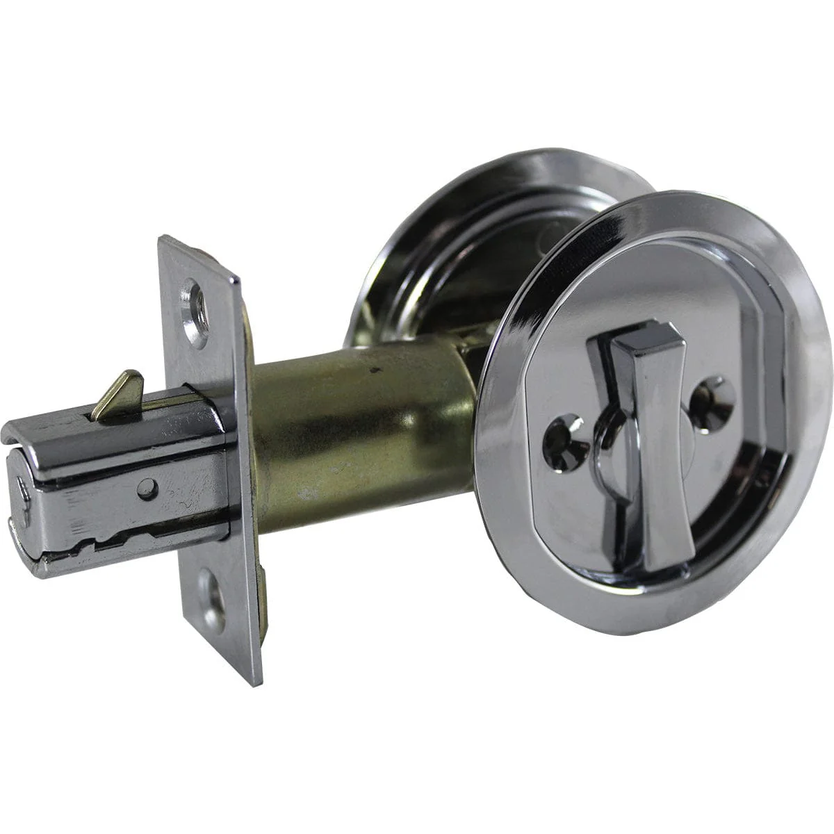 2-7/16" (62 mm) Pocket Door Pull Round Chrome Privacy - Image 1