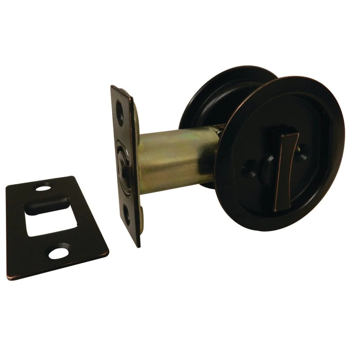 2-7/16" (62 mm) Pocket Door Pull Round Oil-Rubbed Bronze Privacy - Image 1