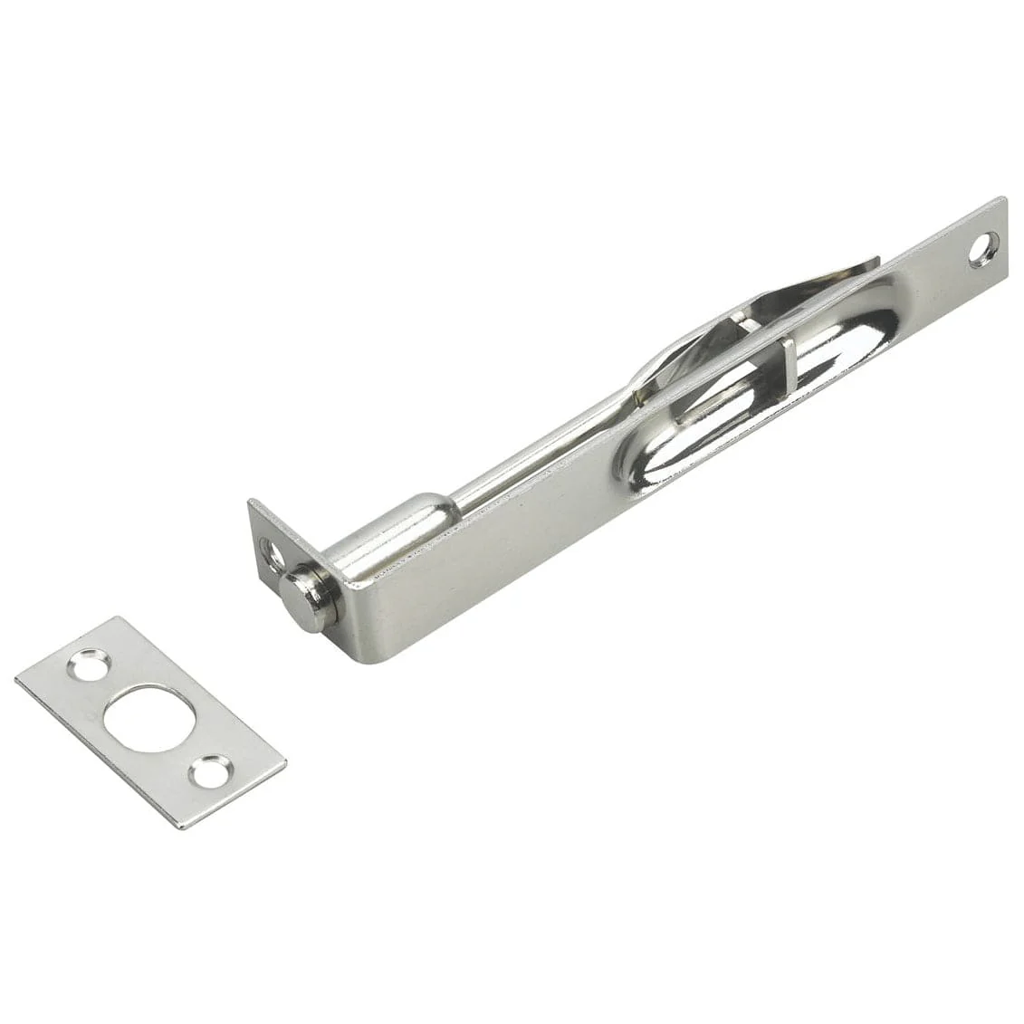 6" x 3/4" Flush Bolt Brushed Nickel - Image 1