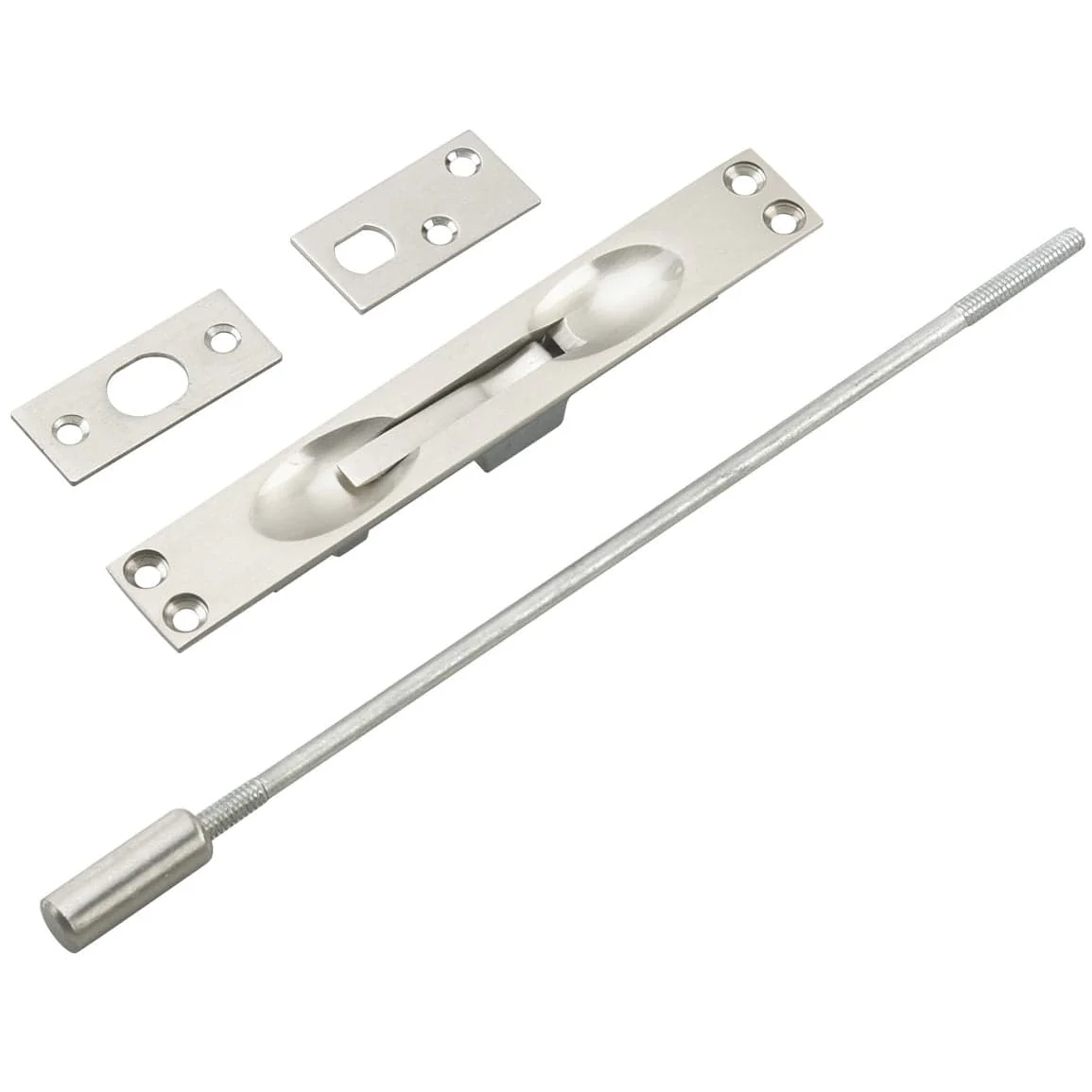 Flush Bolt for Metal Doors with 12″ Extension Brushed Nickel
