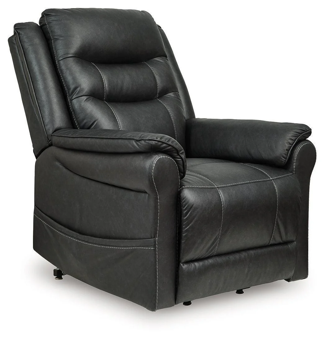 Oatman Carbon Faux Leather Power Lift Recliner - Image 1