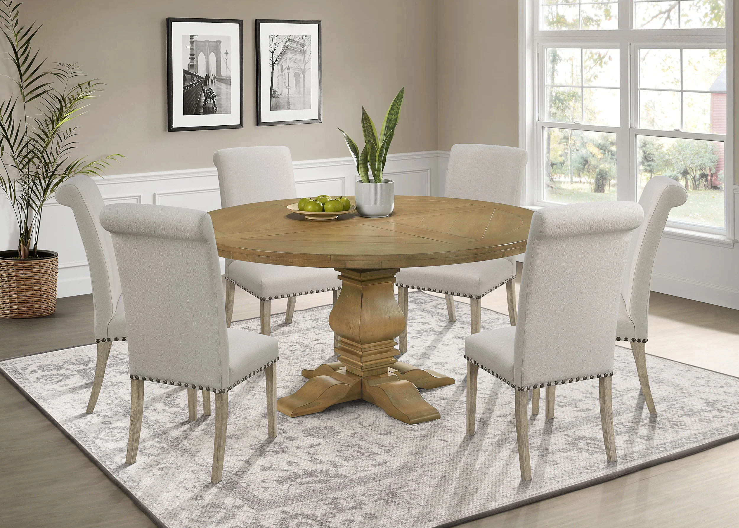 Florence Rustic Honey Round Dining Room Set - Image 2