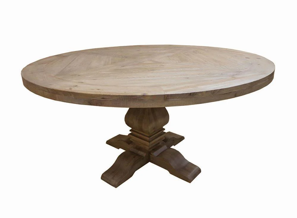 Florence Round Pedestal Dining Table Rustic Smoke - Image 1