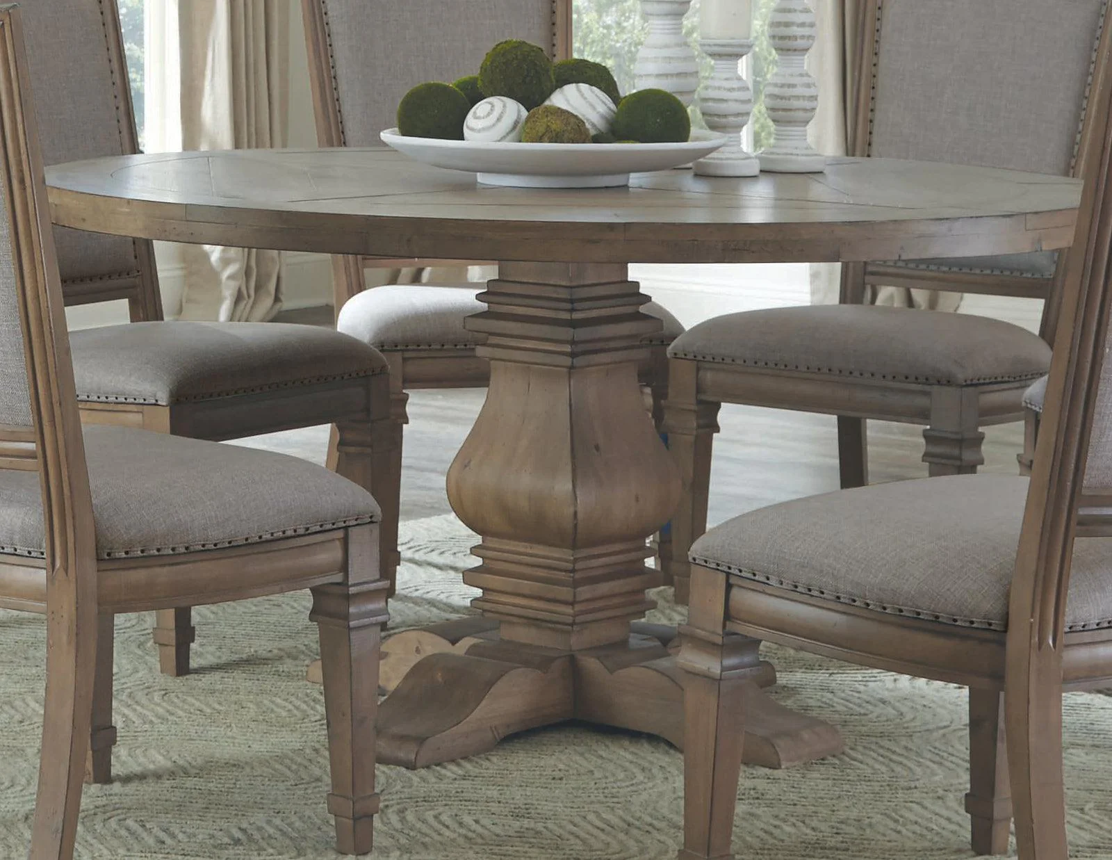 Florence Round Pedestal Dining Table Rustic Smoke - Image 2