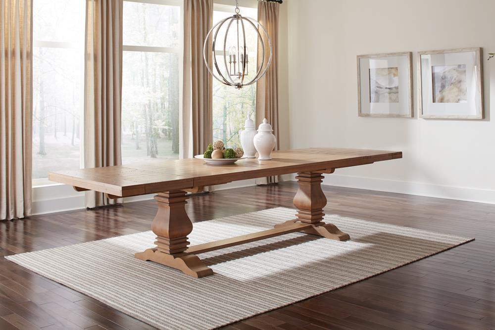 Florence Double Pedestal Dining Table Rustic Smoke - Image 1
