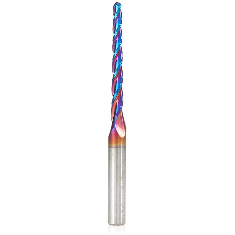 46284-K 2D/3D Carving 1 Deg Tapered Angle Ball Nose Triple Flute Router Bit 1/8"D 1-1/2"CH 1/16"R 1/4"SH 3"OL - Image 1