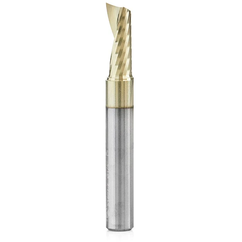 51402-Z Spiral O Single Flute Aluminum Cutting Up-Cut ZrN Coated Mirror Finish Router Bit 1/4"D 5/8"CH 1/4"SH 2"OL - Image 1