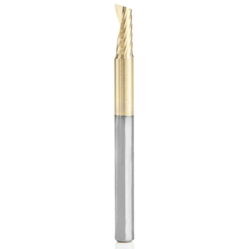 51406-Z Spiral O Single Flute Aluminum Cutting Up-Cut ZrN Coated Mirror Finish Router Bit 1/8″D 5/16″CH 1/8″SH 1-1/2″OL