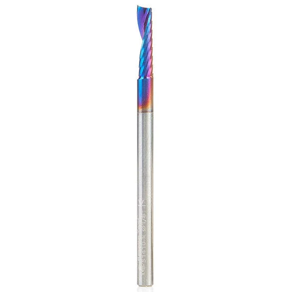 51410-K Spiral O Single Flute Plastic Cutting Up-Cut Mirror Finish CNC Router Bit 1/8″D 1/2″CH 1/8″SH  2″OL