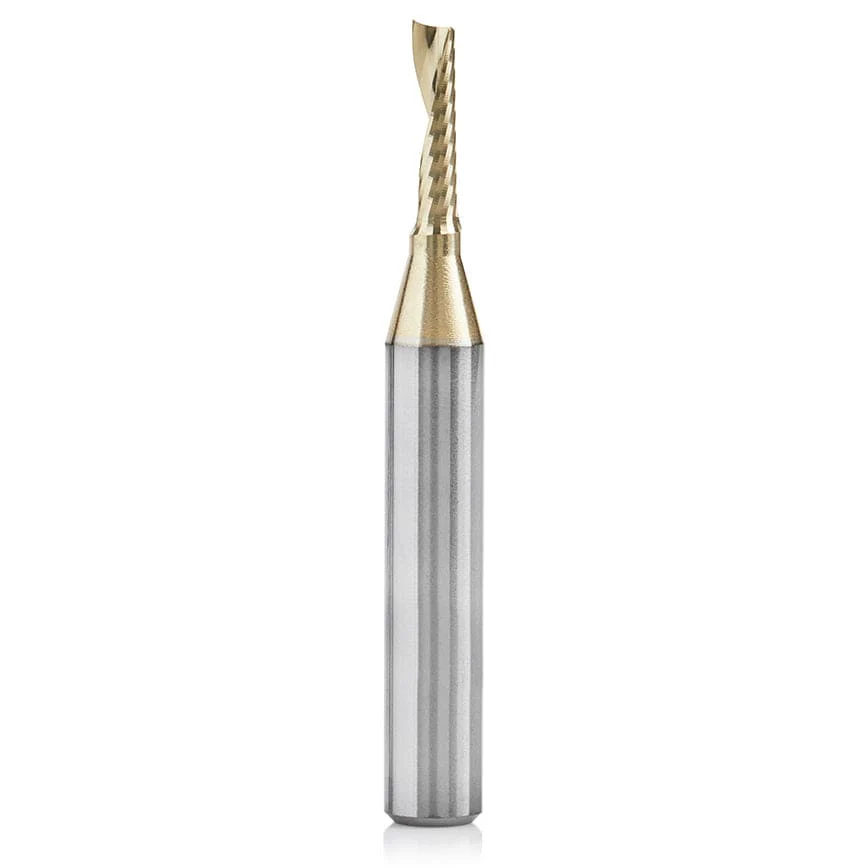 51454-Z Spiral O Single Flute ZrN Coated Aluminum Cutting Up-Cut Mirror Finish Router Bit 1/8"D 1/2"CH 1/4"SH 2"OL - Image 1
