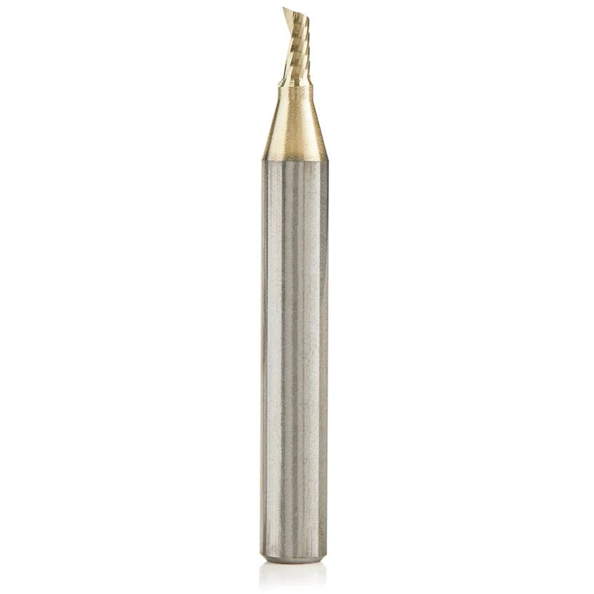 51474-Z Spiral O Single Flute ZrN Coated Aluminum Cutting Up-Cut Mirror Finish Router Bit 1/8″D 1/4″CH 1/4″SH 2″OL