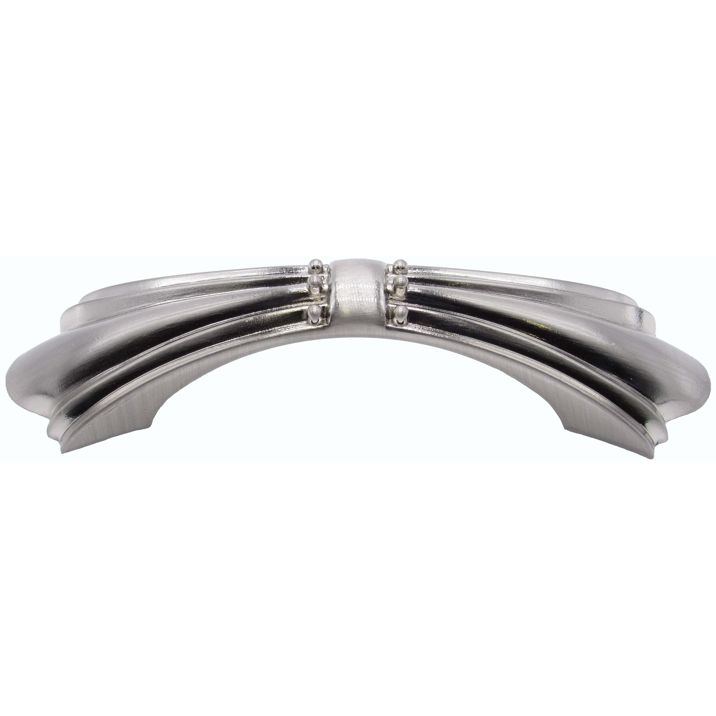 Beaded Elegance Dual Mount 3" or 3-3/4" Center  Arched Pull Satin Nickel - Image 1