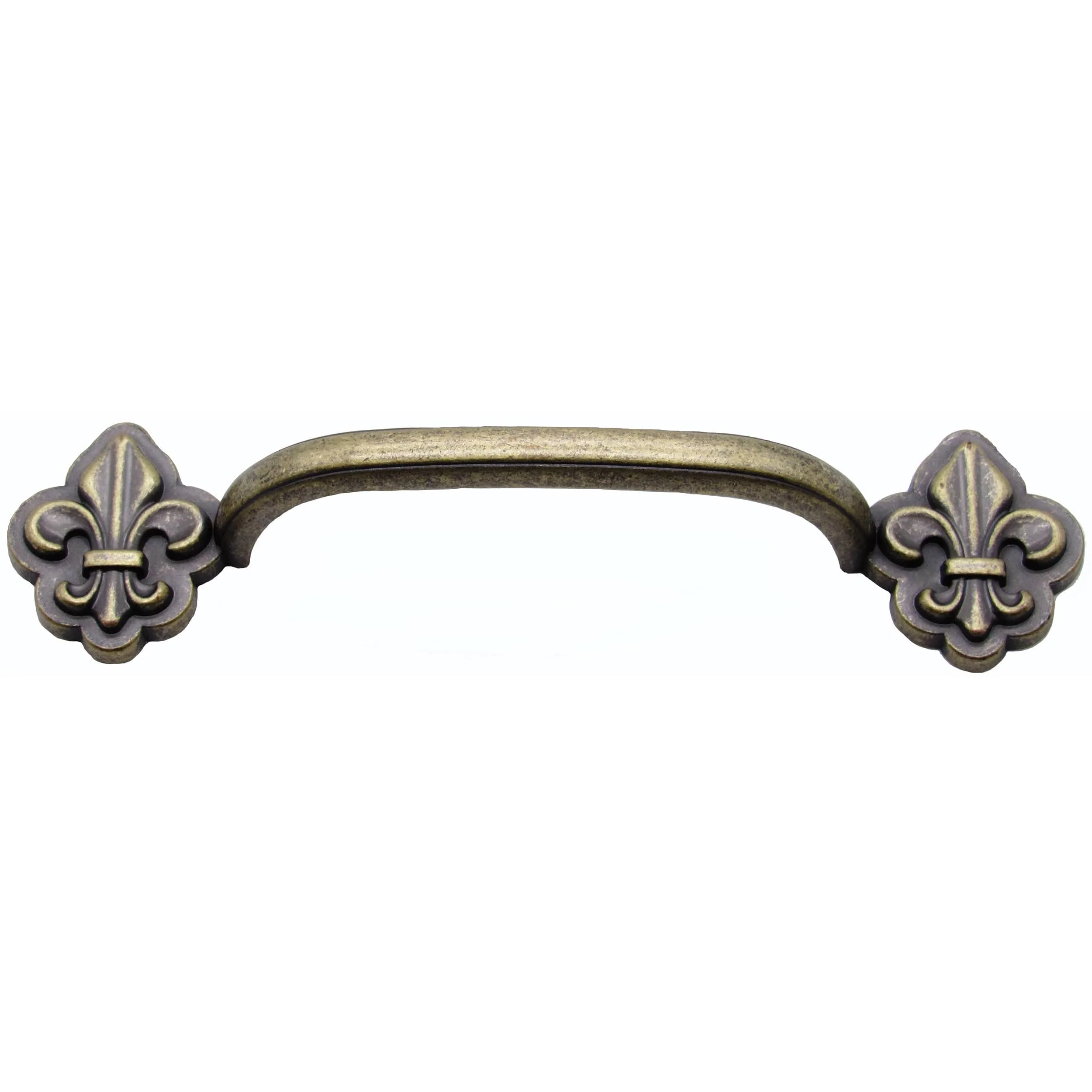 Fleur De Lis Arch Pull 3-3/4" Center Brass Oxide - Image 1