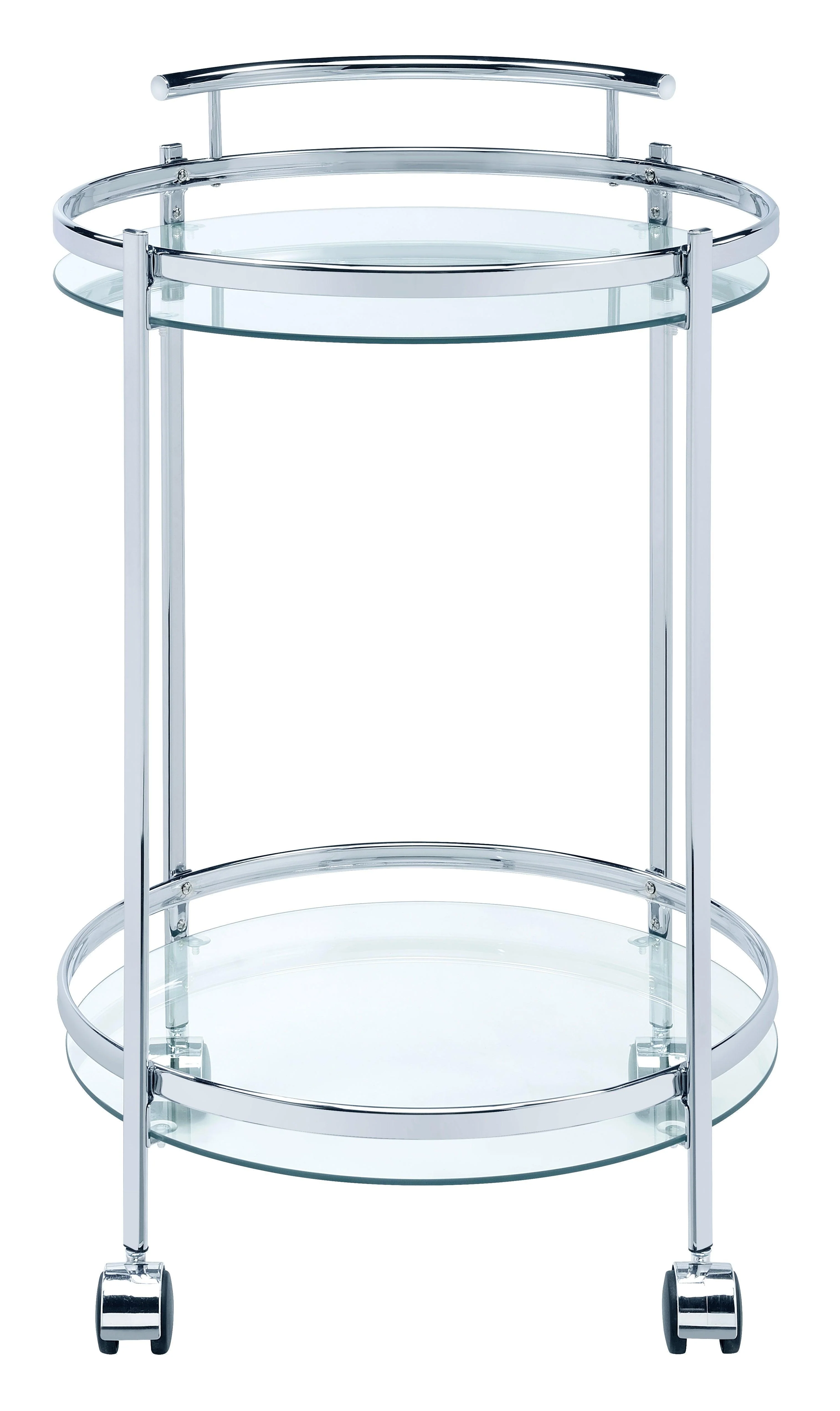Chrissy Round Glass Bar Cart Chrome - Image 2