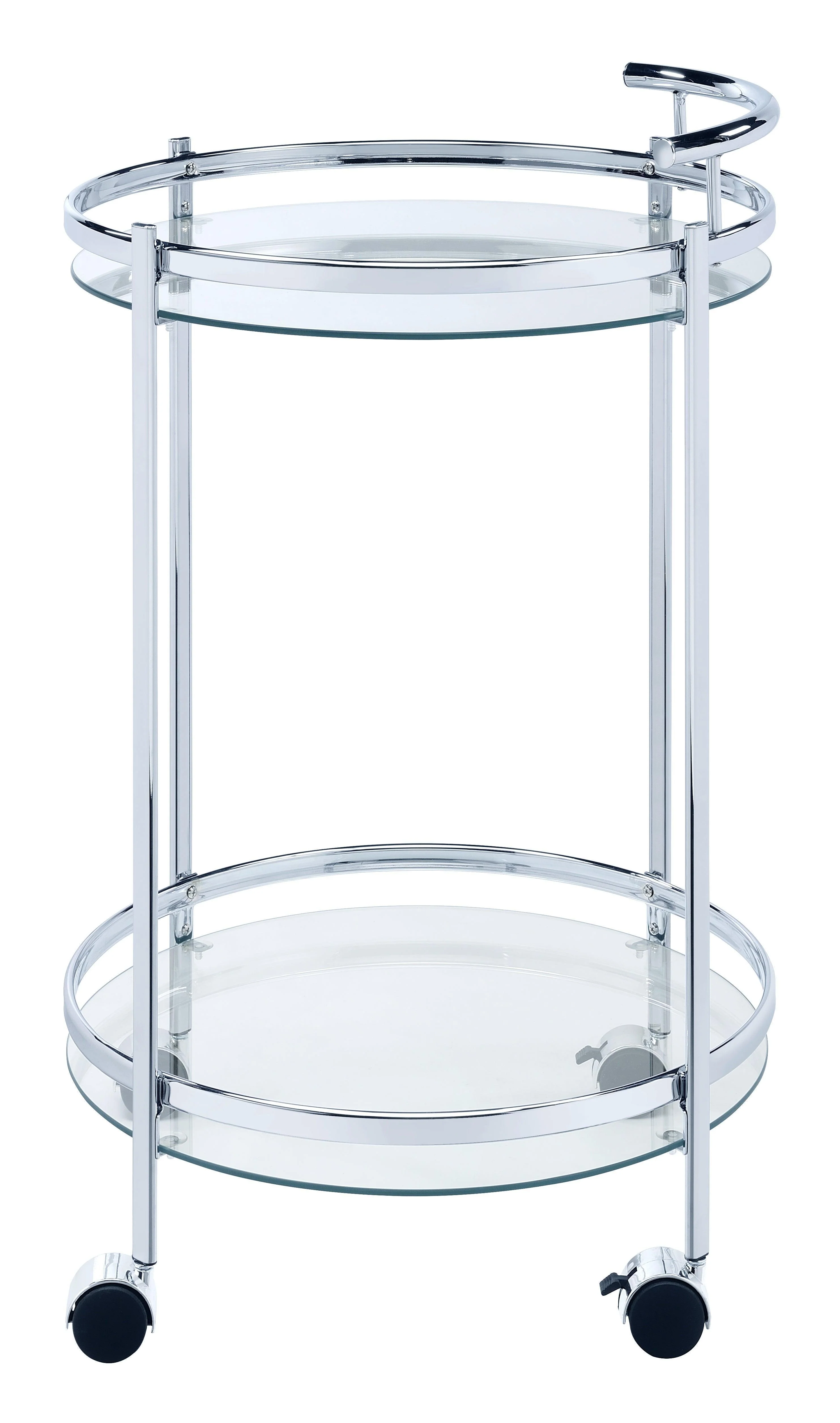 Chrissy Round Glass Bar Cart Chrome - Image 3