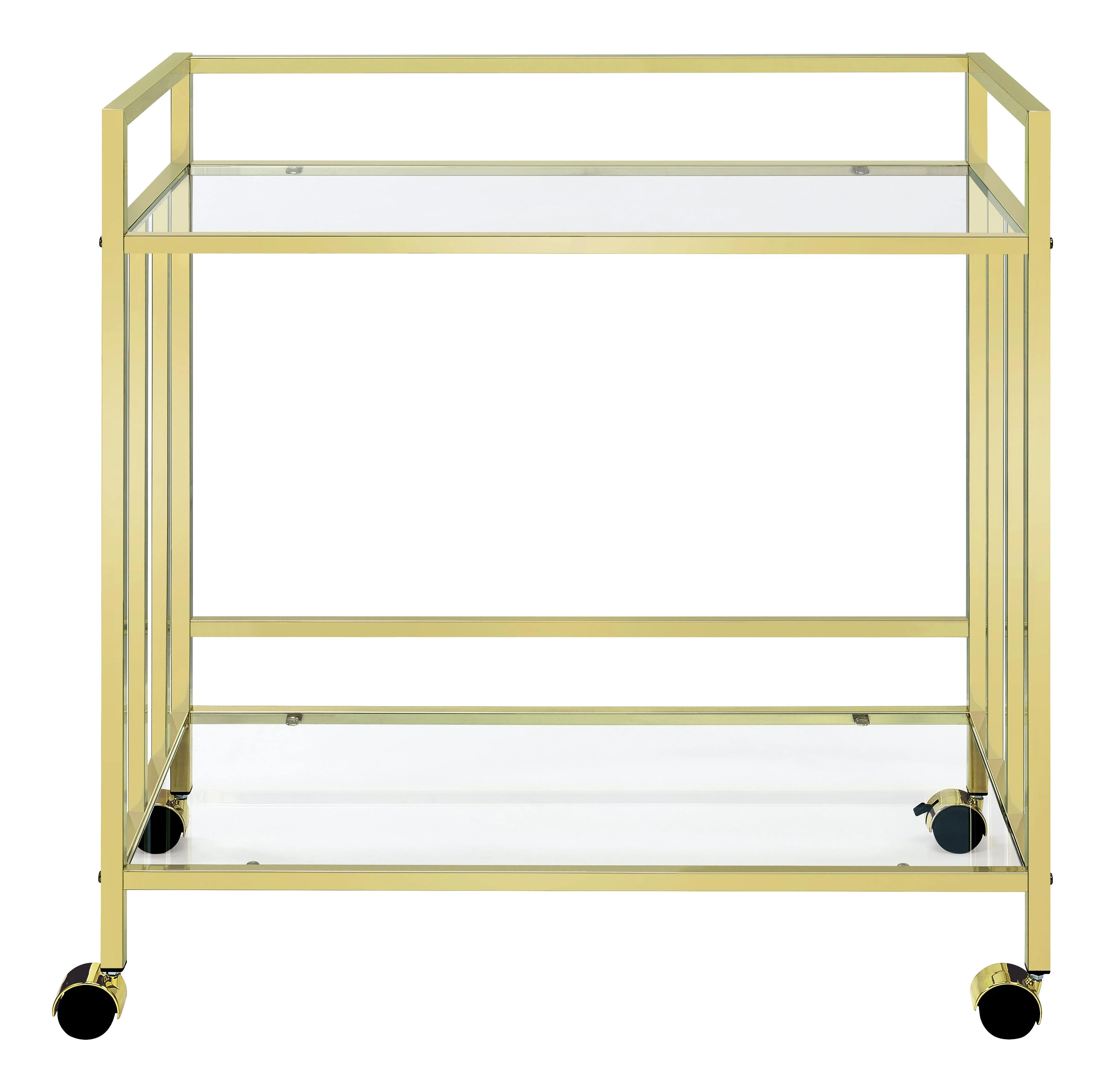 Cara Rectangular Glass Bar Cart Brass - Image 2