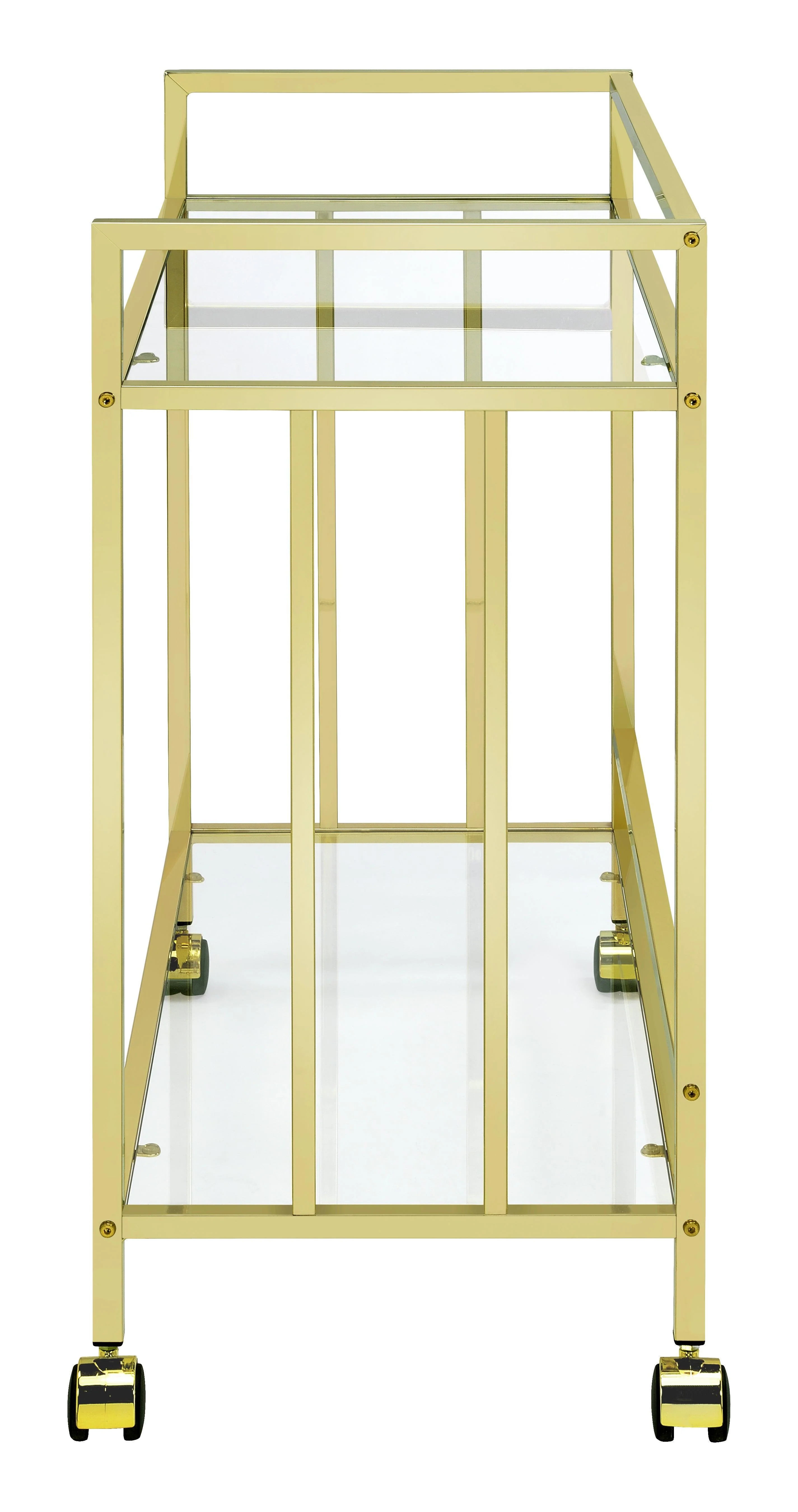 Cara Rectangular Glass Bar Cart Brass - Image 3