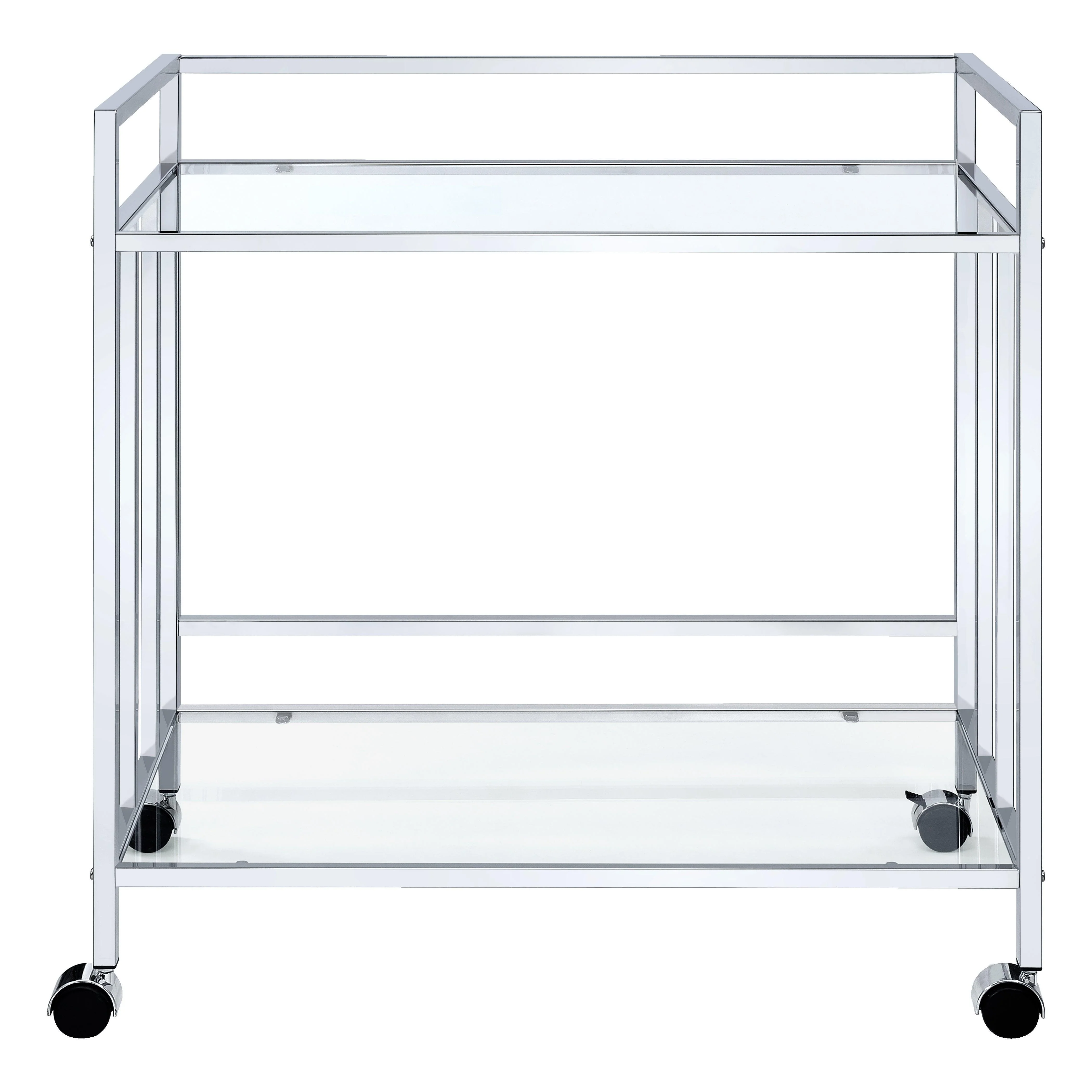 Cara Rectangular Glass Bar Cart Chrome - Image 2