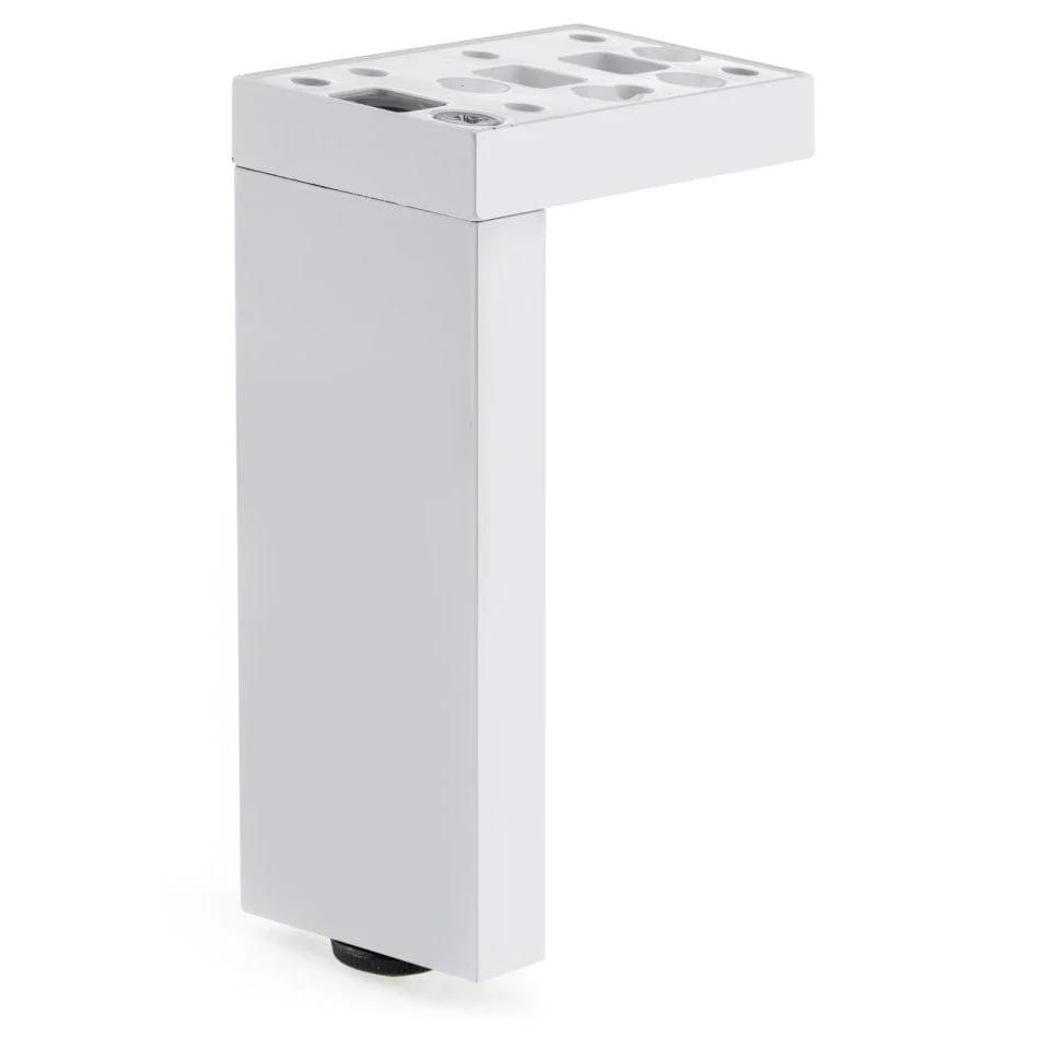7-7/8" (200 mm) Adjustable Contemporary Versatile T or L Shaped Furniture Leg Glossy White - Image 1