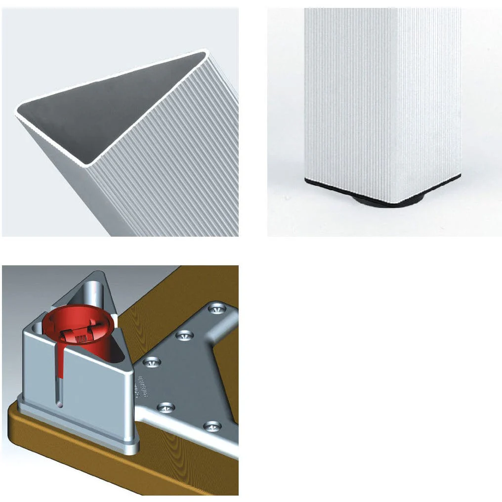 27-1/2" (698 mm) Adjustable Triangular Design Table Leg Aluminum Pack of 4 - Image 2