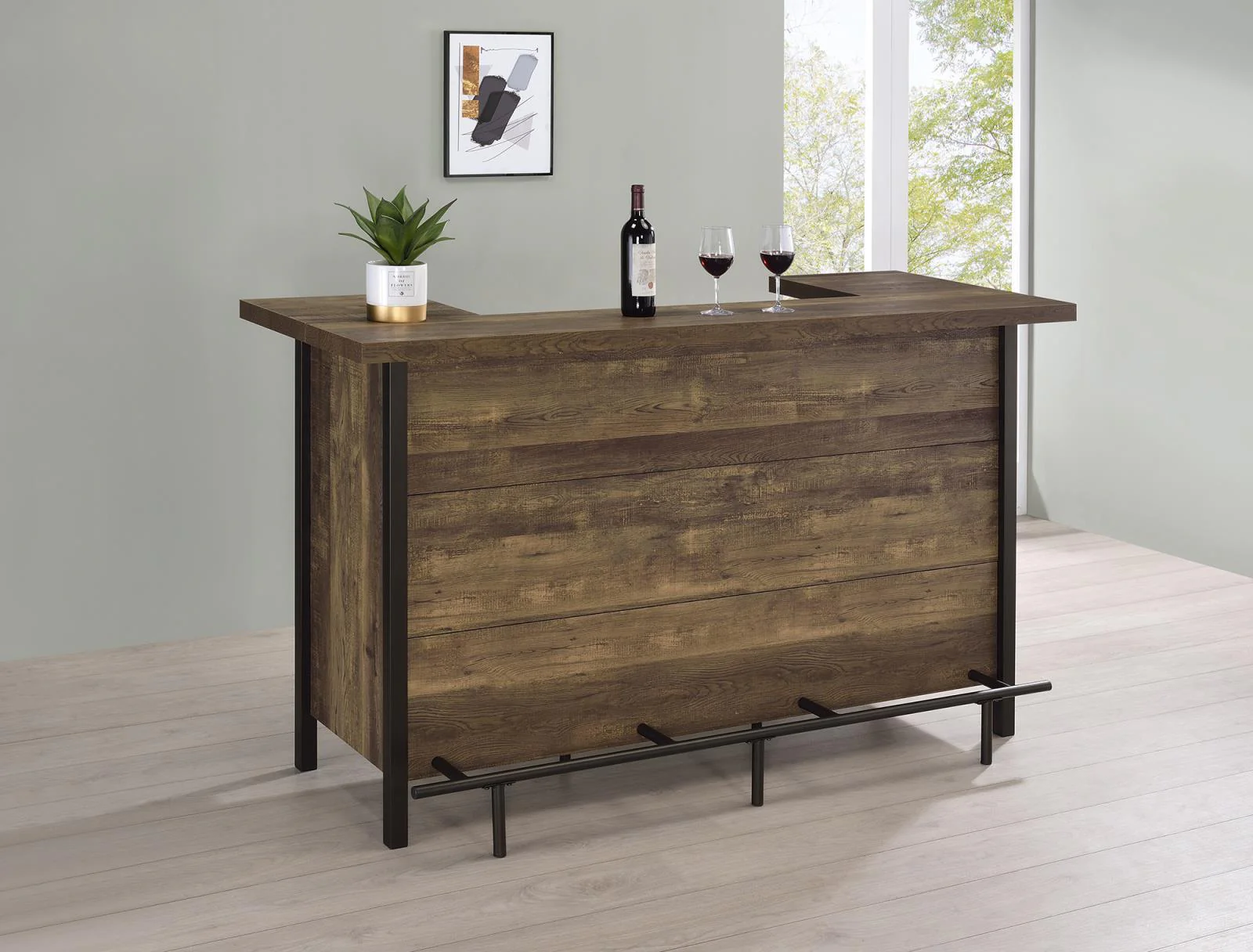 Bellemore Rectangular Storage Bar Unit Rustic Oak - Image 2