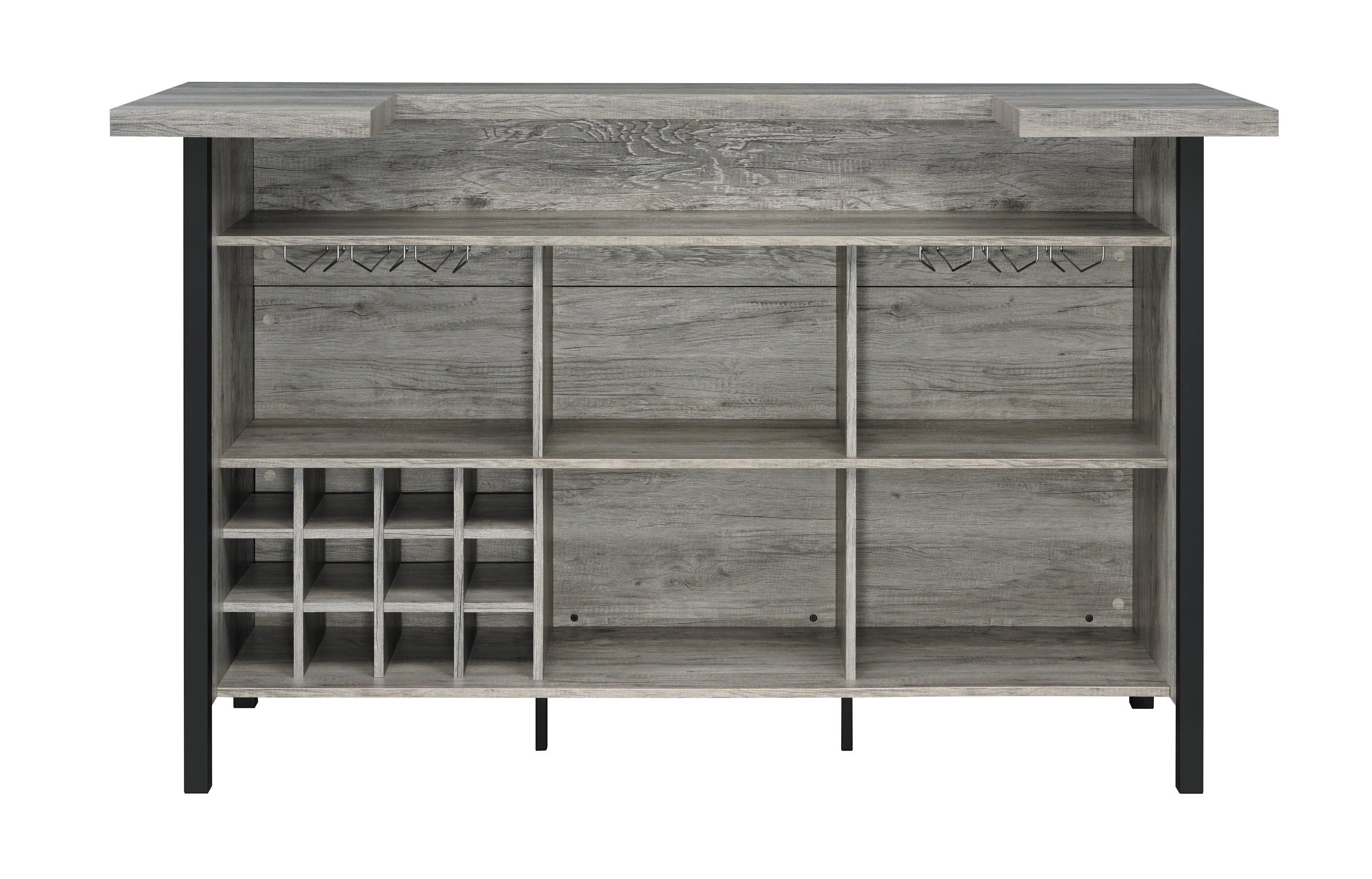 Bellemore Bar Unit With Footrest Gray Driftwood Black - Image 3