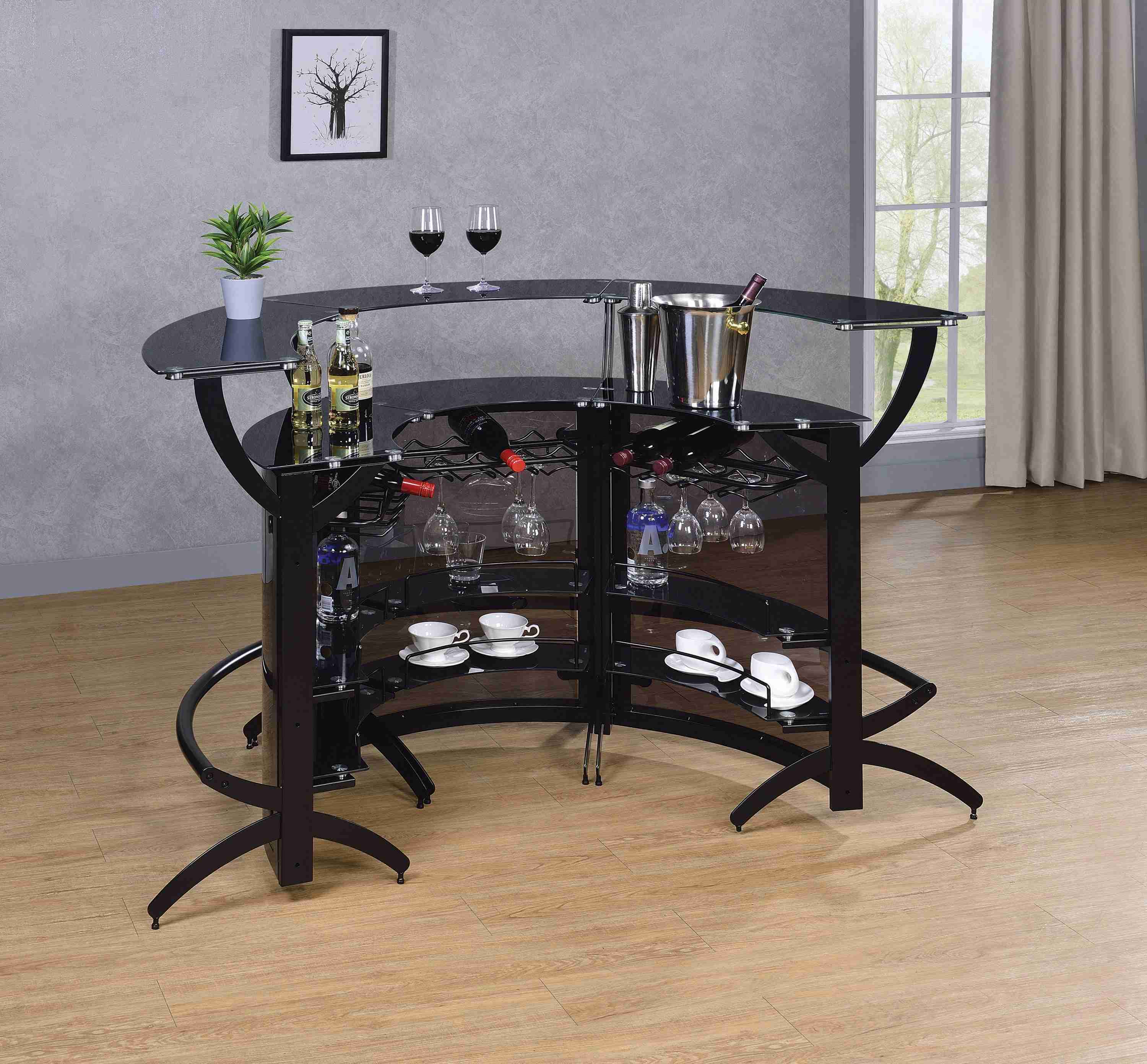 Dallas 3 bottle Wine Rack Bar Unit Smoked Black - Image 2