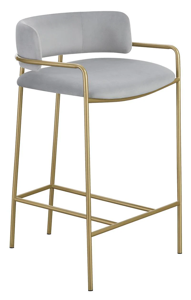 Comstock Upholstered Low Back Stool Gray Gold - Image 2