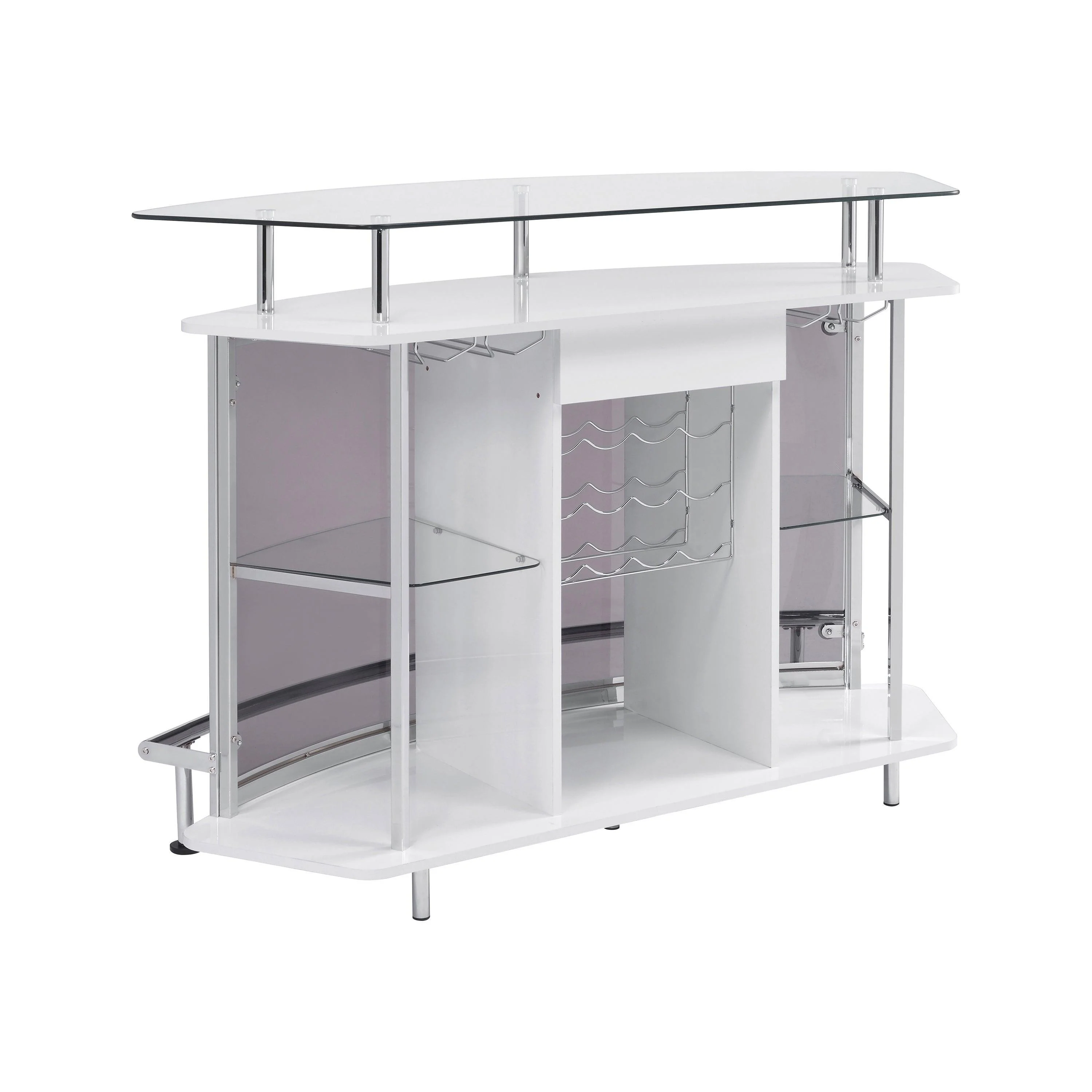 Gideon Crescent Shaped Glass Top Bar Unit With Drawer - Image 3