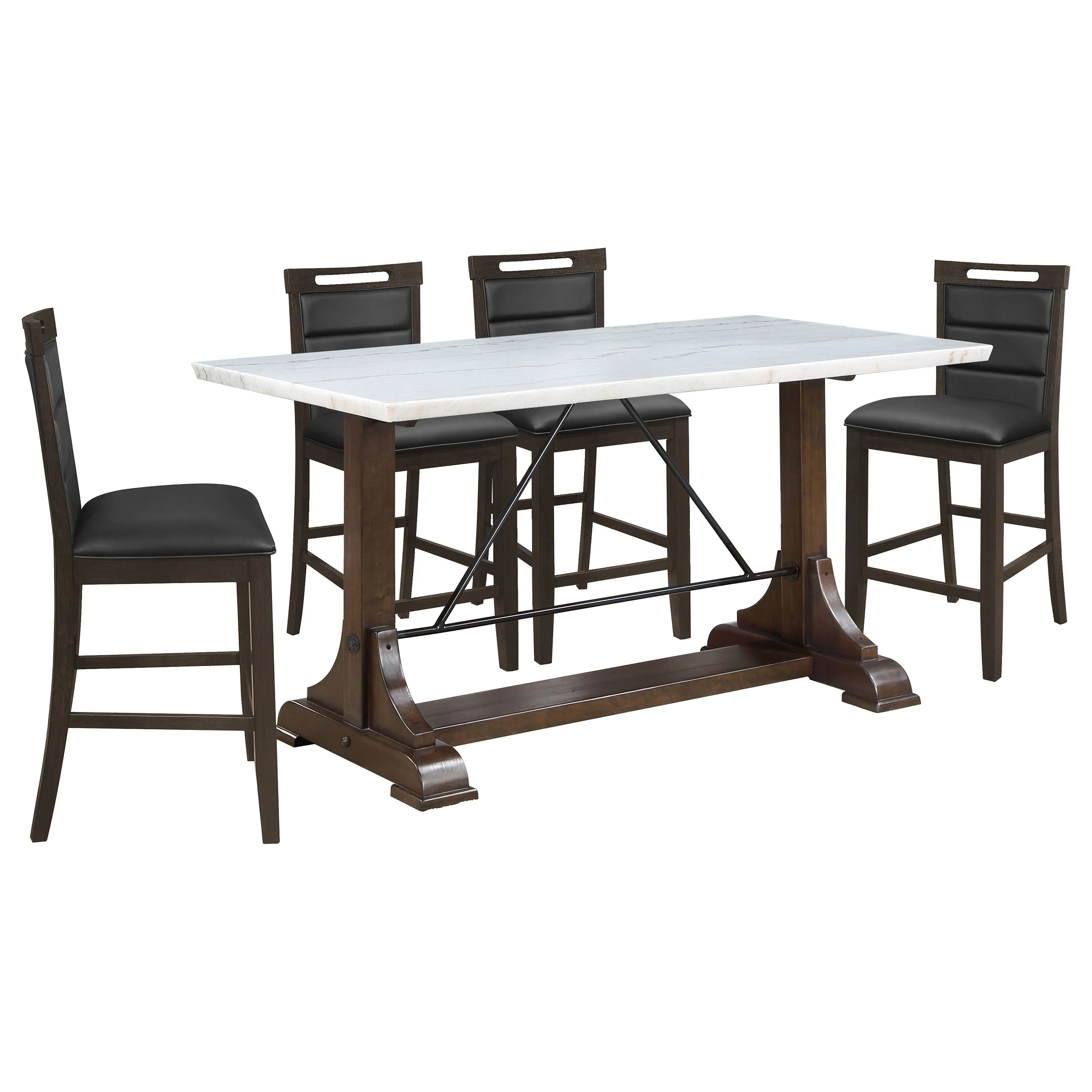 Aldrich Cappuccino White Marble Counter Height Set - Image 2
