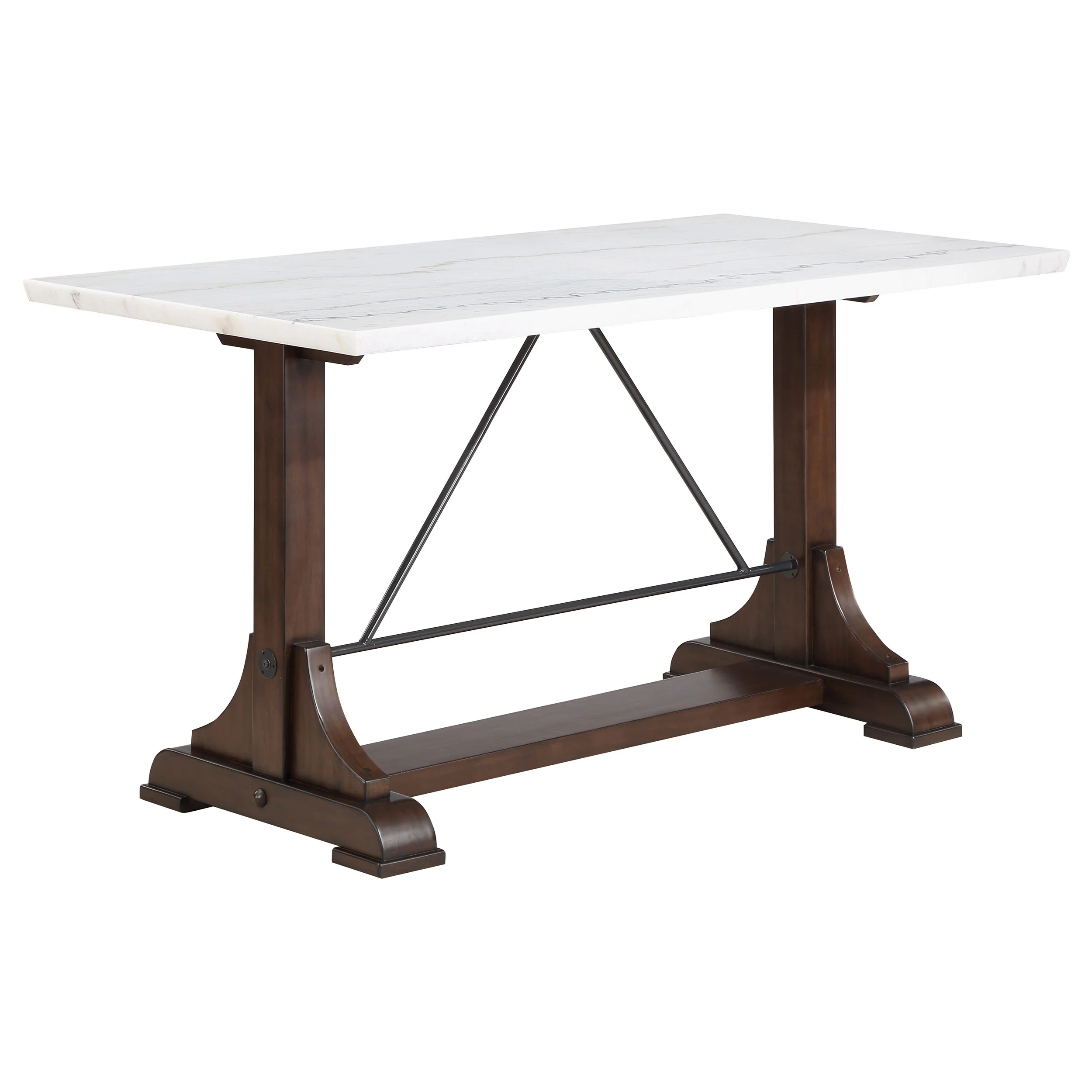 Aldrich Cappuccino White Marble Counter Height Set - Image 3