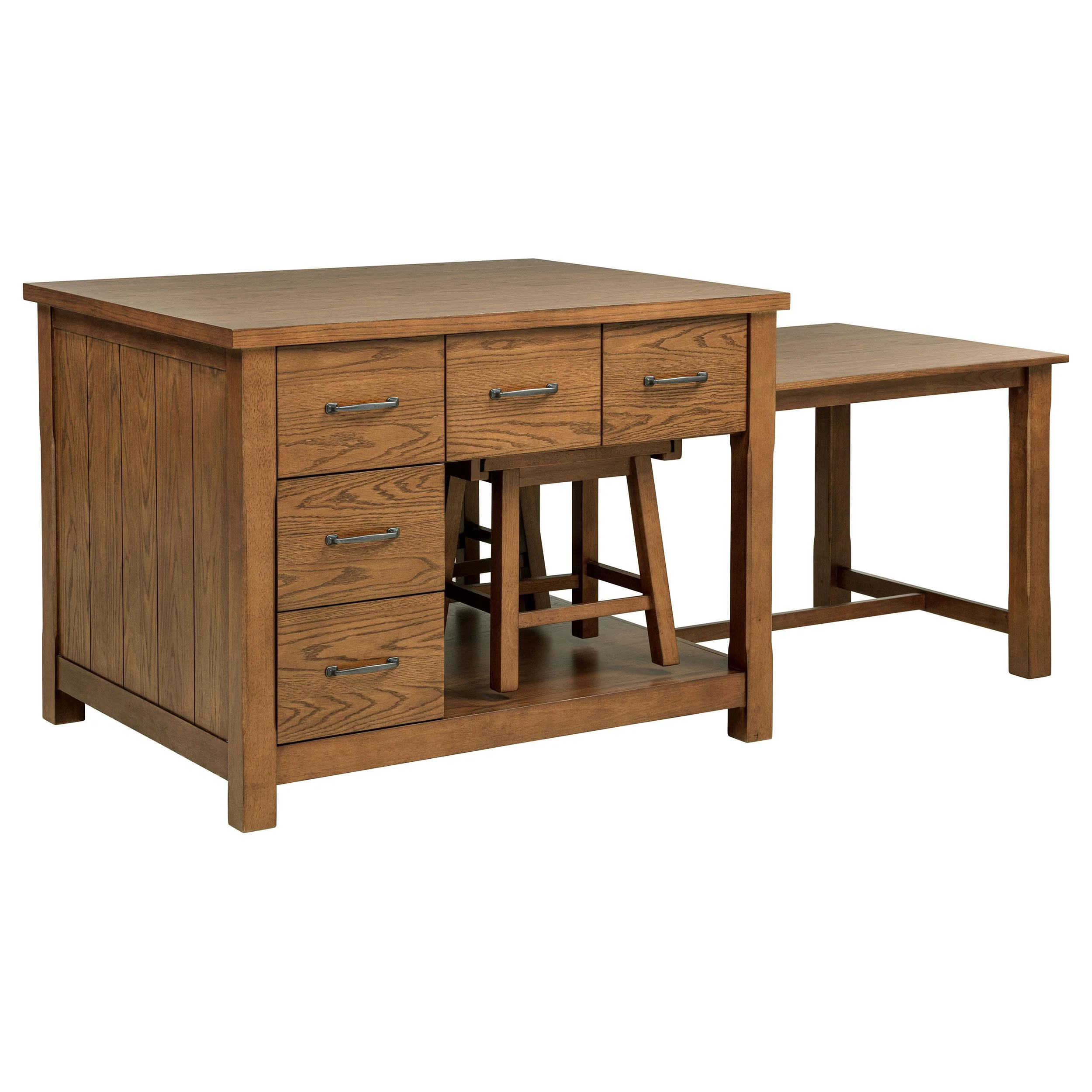 Mayfair 3-piece Kitchen Island with Extension Table Dark Oak - Image 3